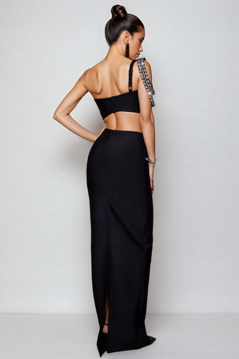 Mikko Rhinestone Bandage Maxi Dress Set