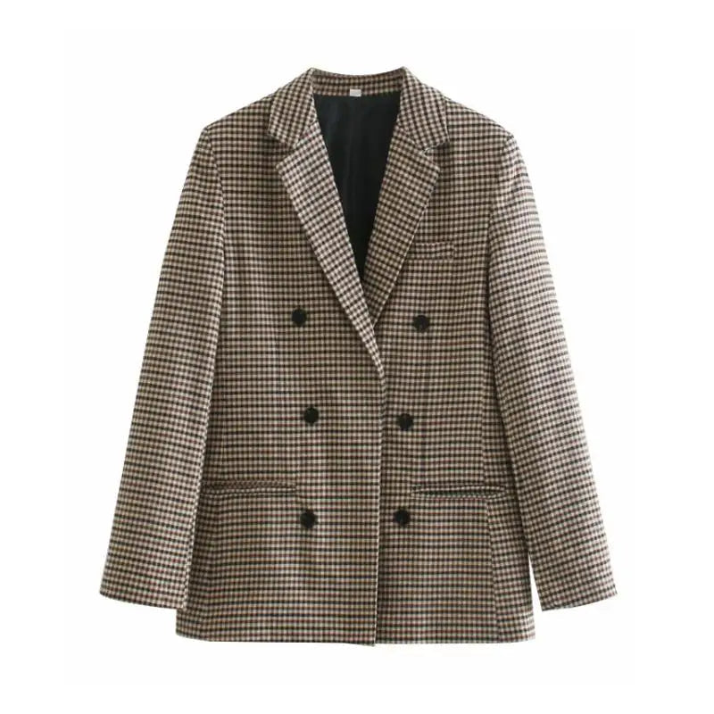 Fall Blazer Jacket Tops Office Wear Korean Plaid Blazer Orange Long Blazer Coat