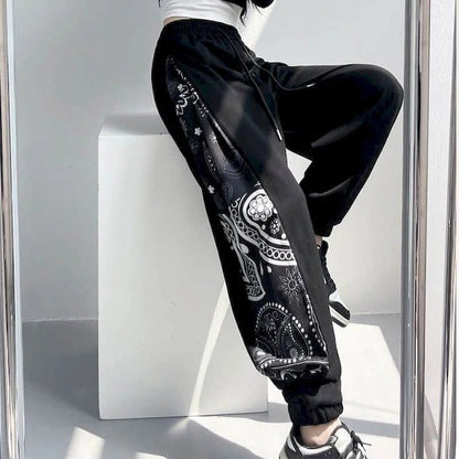 Korean High Street Style Loose Fit Elastic Sweatpants