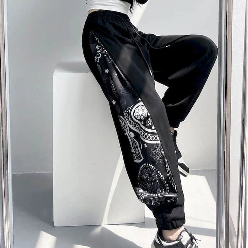 Korean High Street Style Loose Fit Elastic Sweatpants