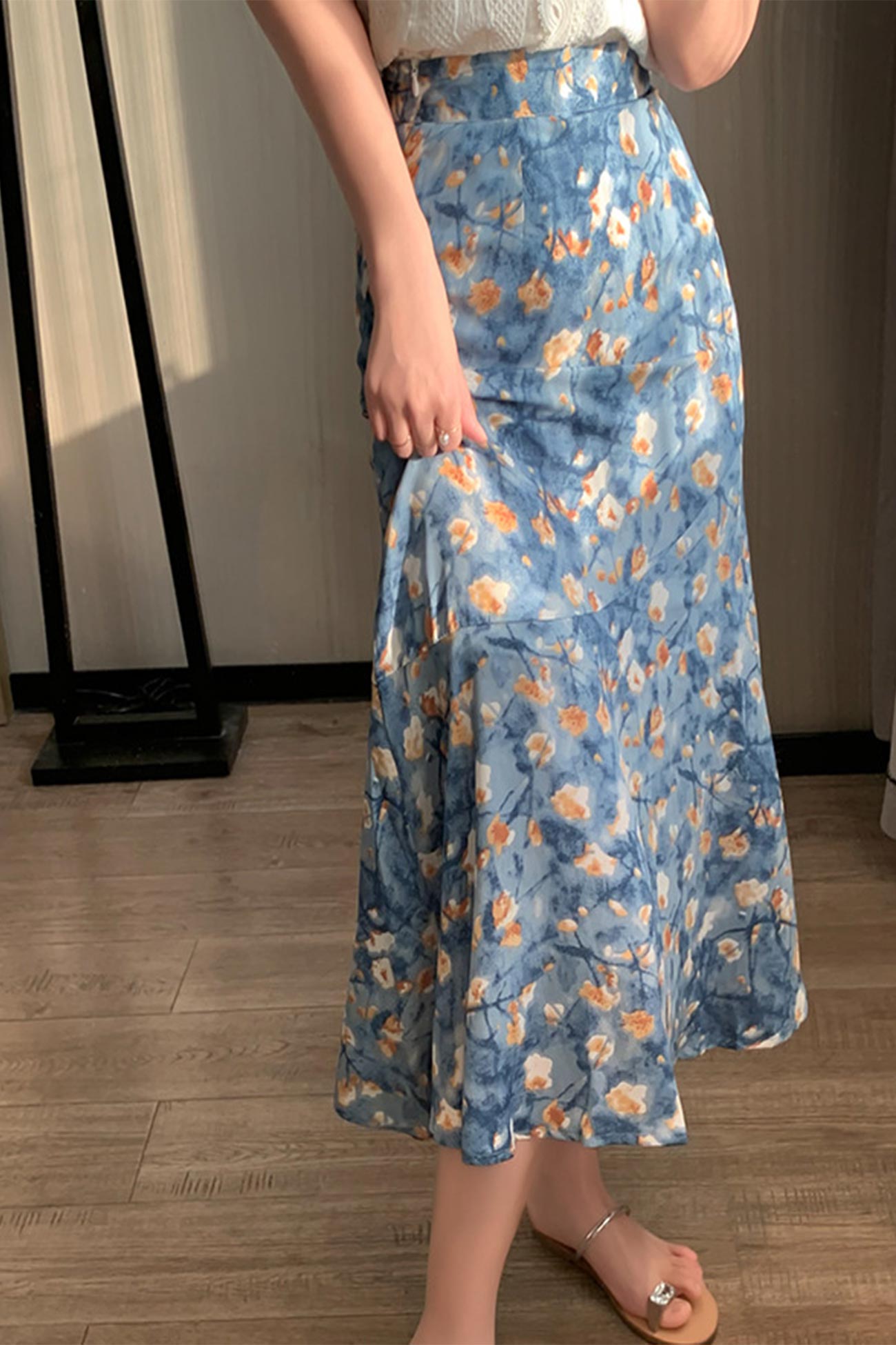 High Waist Print Fishtail Skirt