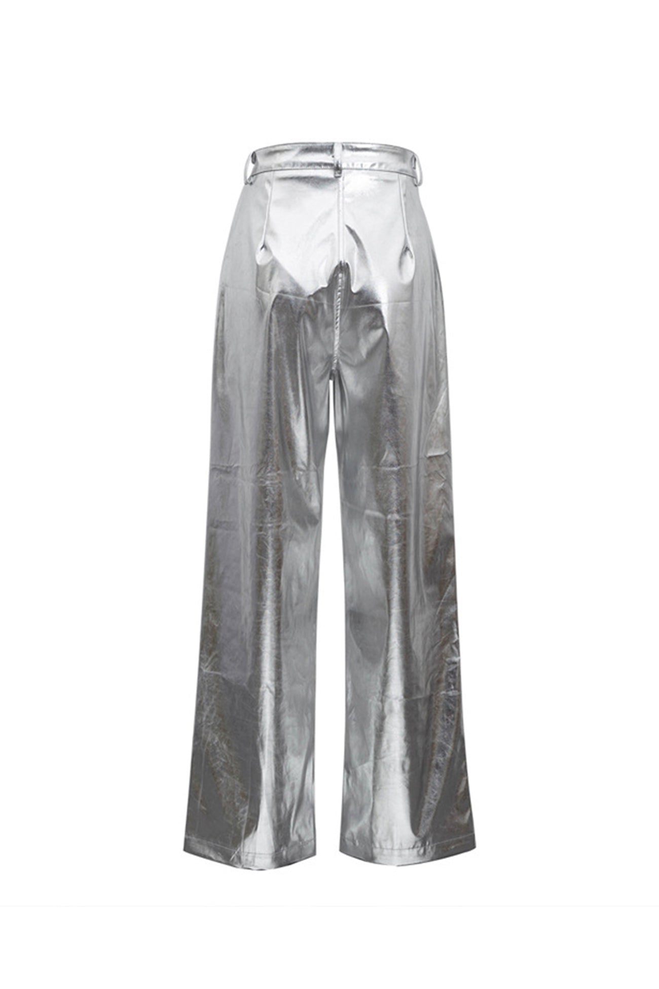 High Waist Reflective Pu Leather Pants