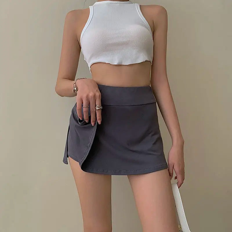 High Waist Skinny Bag Hip Short Slit Slim Fit Skirt