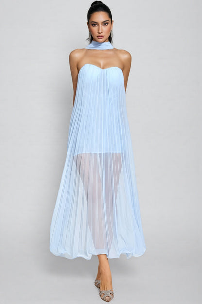 Nick Blue Mesh Midi Dress