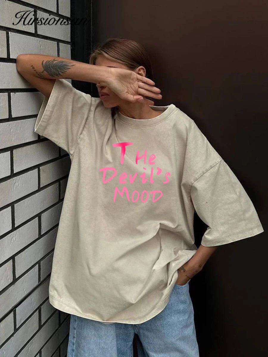 Acid Washed Letter Print T-shirt