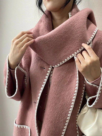 Hit Patchwork Loose Long Spliced Single Coat
