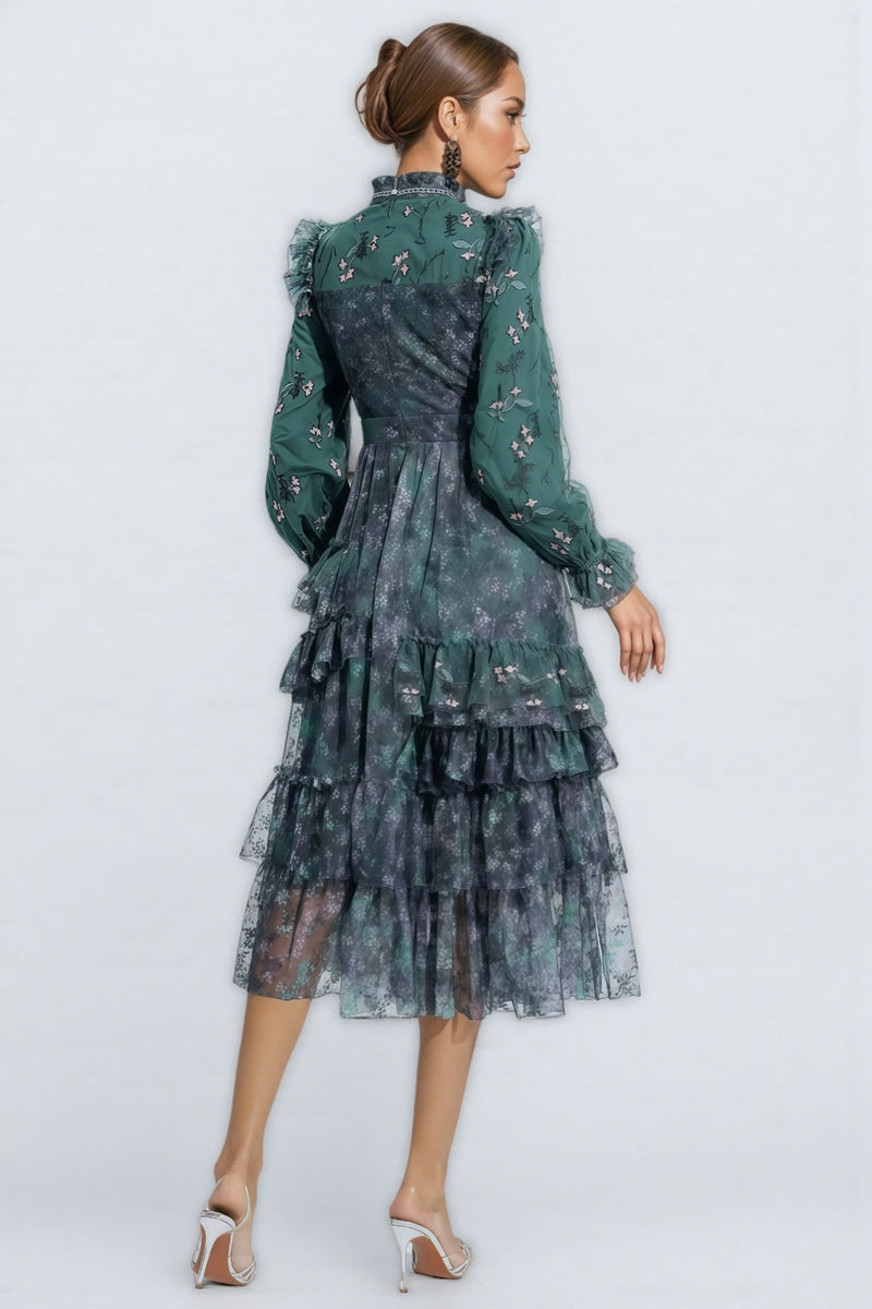 Fagaro Green Mesh Midi Dress