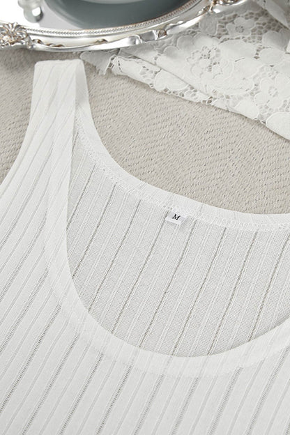 Hollow Out Knit Tank Top Pants Set