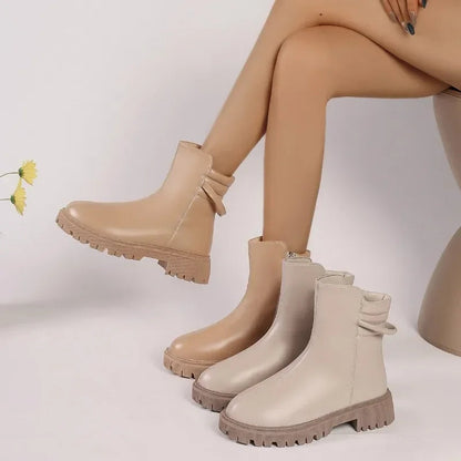 New Fashionable Round Toe Modern Versatile Ankle Boot