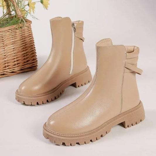 New Fashionable Round Toe Modern Versatile Ankle Boot