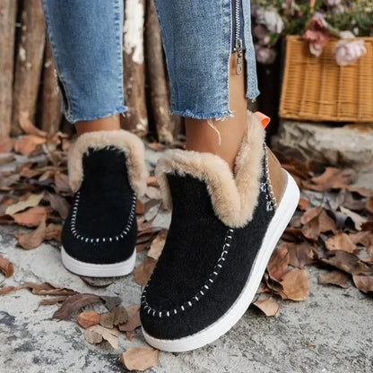 Shoes Sleeve Boots Winter Round Toe Plush Fleece for Warmth Short Barrel Flat Large Size Snow Boots