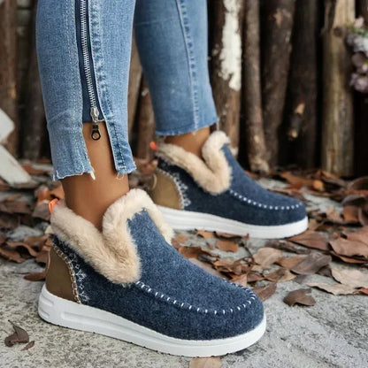 Shoes Sleeve Boots Winter Round Toe Plush Fleece for Warmth Short Barrel Flat Large Size Snow Boots