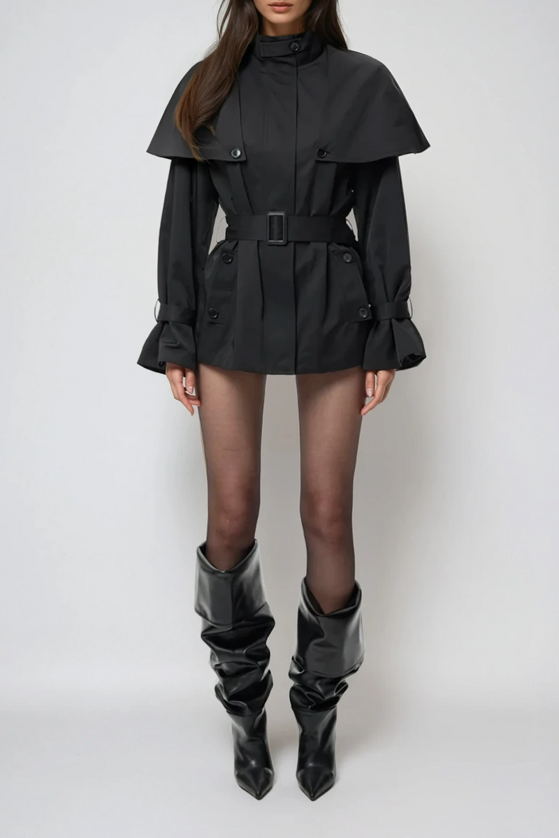 Davide Shawl Trench Coat in Black