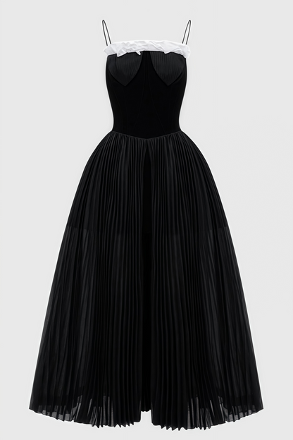 Viera Black Split Halter Midi Dress
