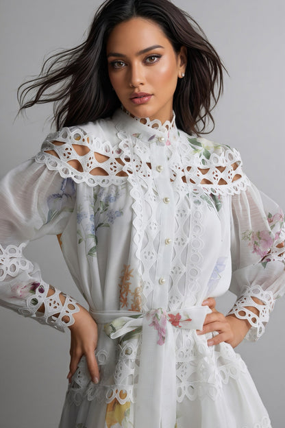 Catharine Print Lace Panelled Mini Dress