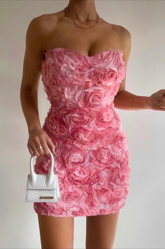 Phoebe Applique Strapless Mini Dress