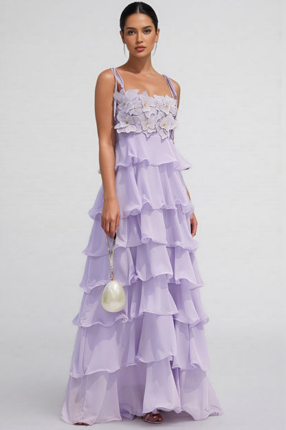 Ortiz Diamante Flower Tiered Maxi Dress