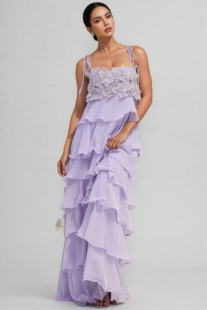 Ortiz Diamante Flower Tiered Maxi Dress
