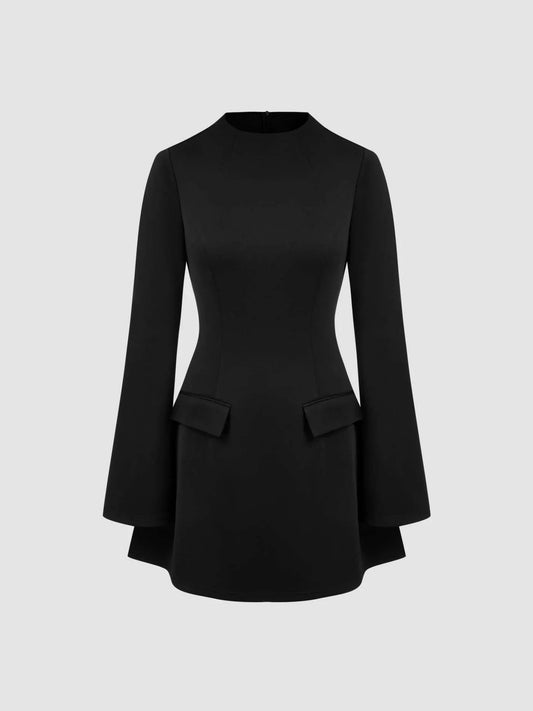 High Neck Long Sleeve Mini Dress