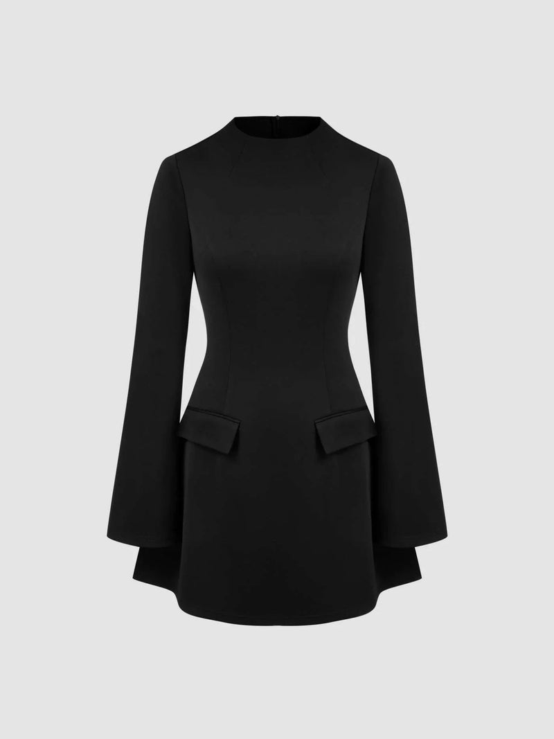 High Neck Long Sleeve Mini Dress