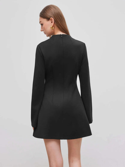 High Neck Long Sleeve Mini Dress
