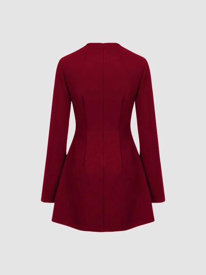 High Neck Long Sleeve Mini Dress