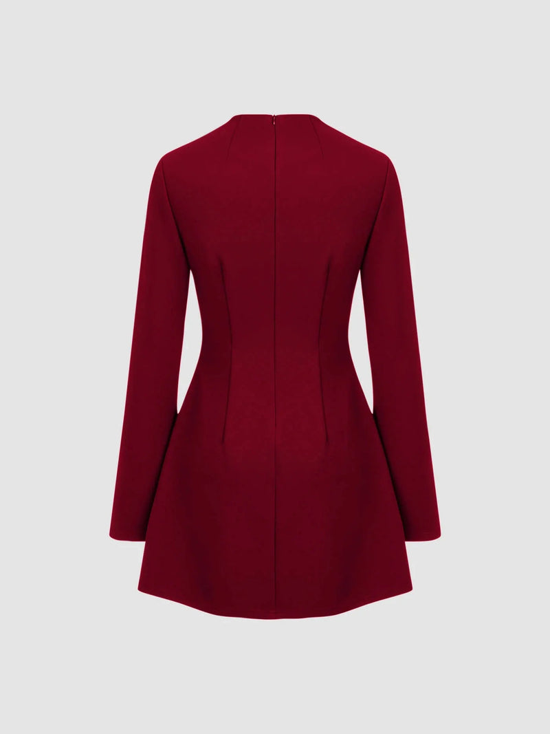 High Neck Long Sleeve Mini Dress