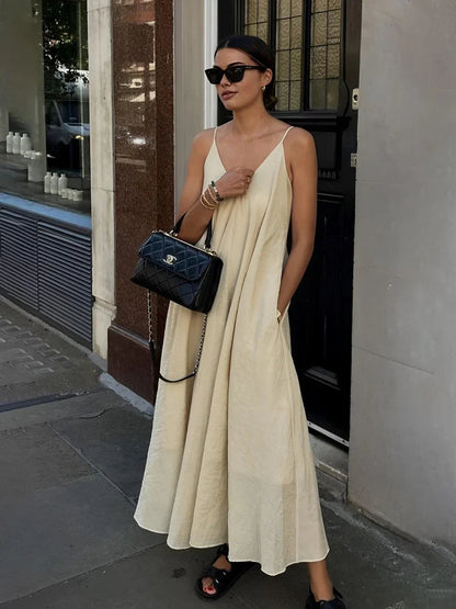 & V-neck Long Dress