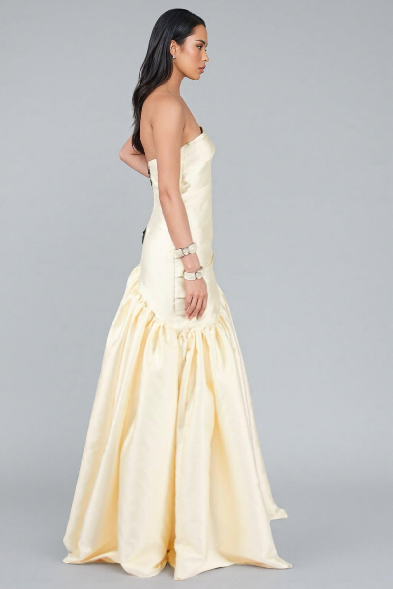 Branda Fishtail Satin Maxi Dress