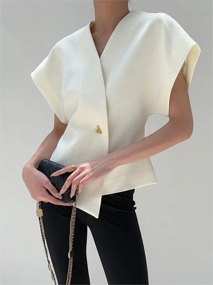 V-neck Button Down Blouse