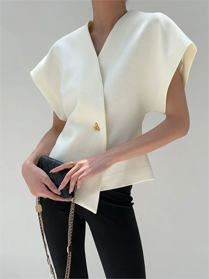 V-neck Button Down Blouse