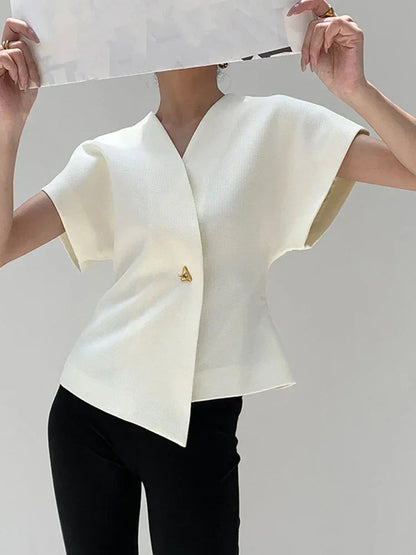 V-neck Button Down Blouse