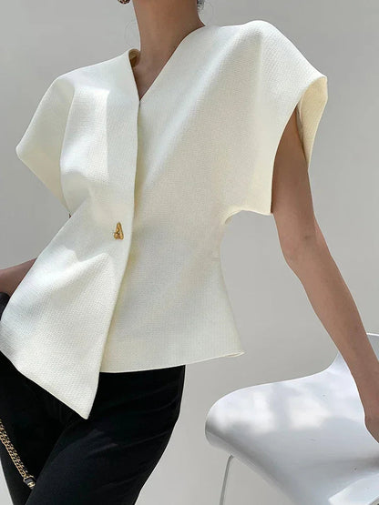 V-neck Button Down Blouse