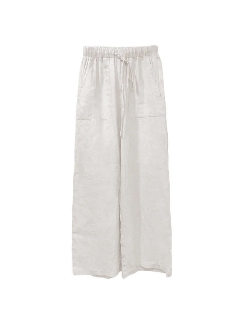 Linen High Waist Straight-leg Pants