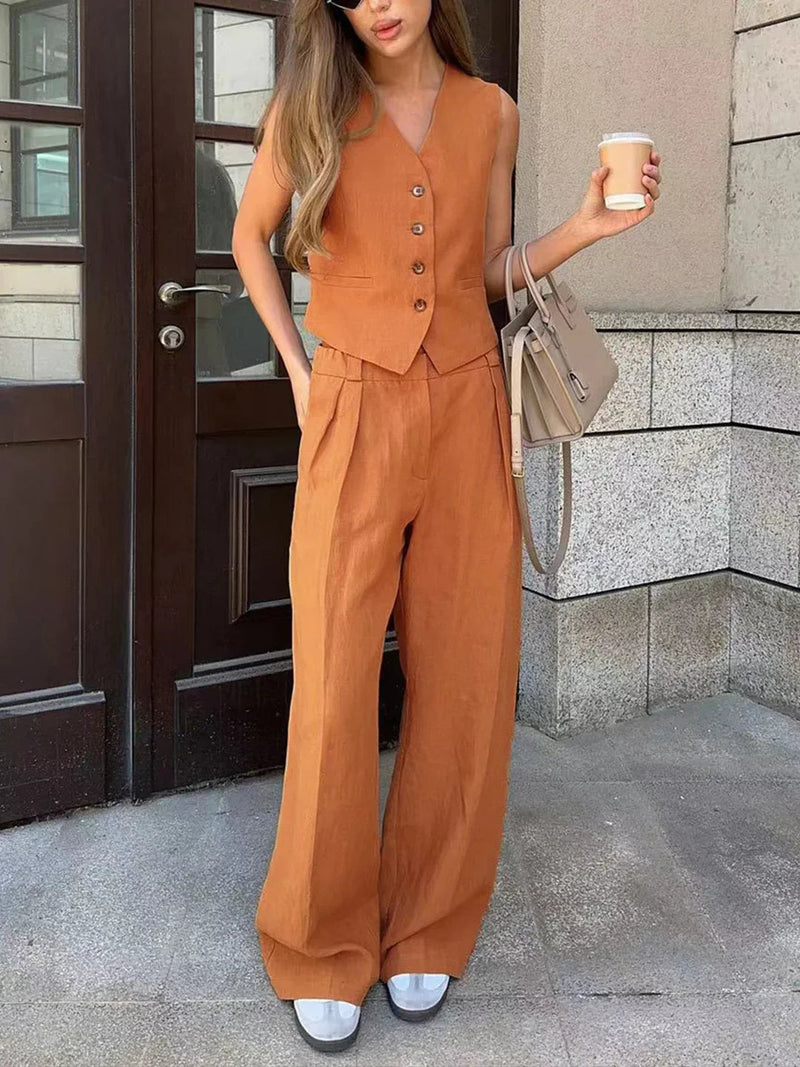 Always Cotton & Linen Pants Matching Set