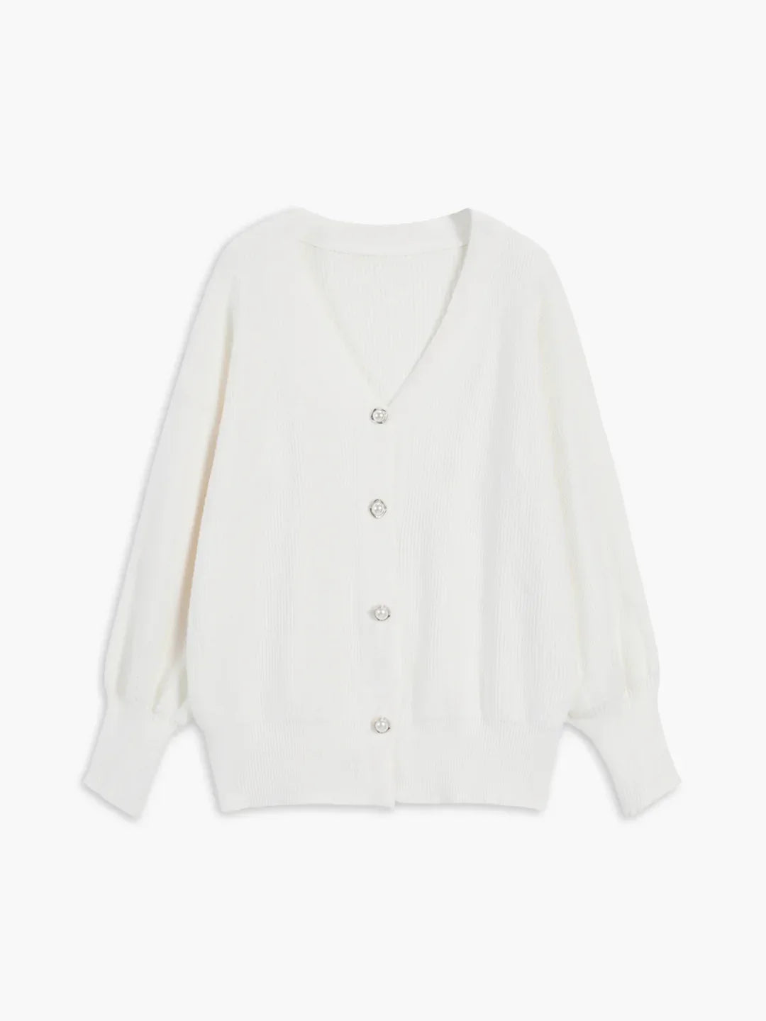 Color Long-sleeved Pearl Oversized Cardigan
