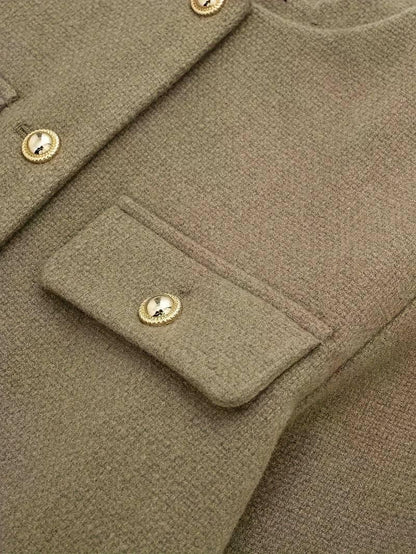 Classic Style Olive Green Cardigan