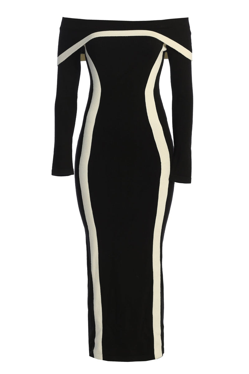 Helen Off Shoulder Contrast Maxi Dress