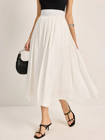 Slim Fit High Waist Pleated Skirt