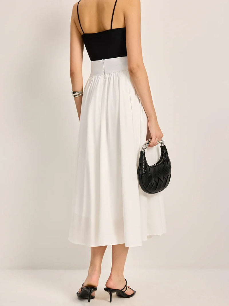 Slim Fit High Waist Pleated Skirt