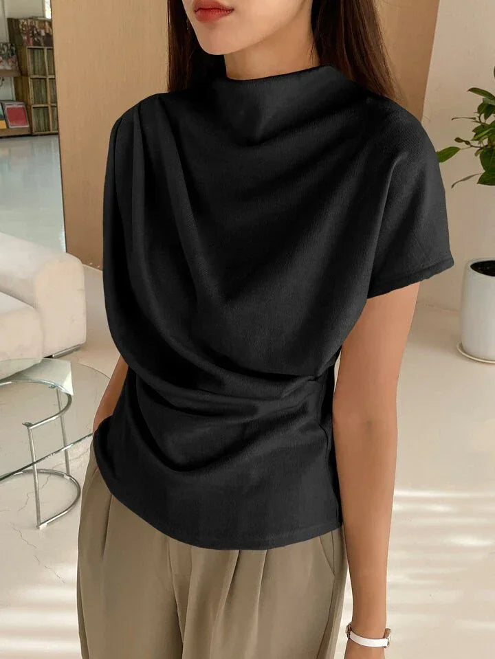 Color Funnel Neck Blouse