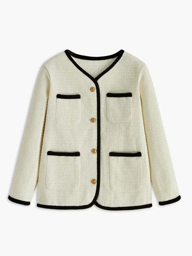Contrast Binding Pockets Cardigan