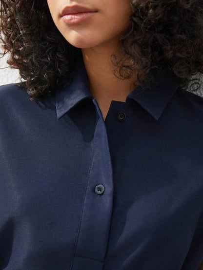 Refined Navy Blue Midi Dress