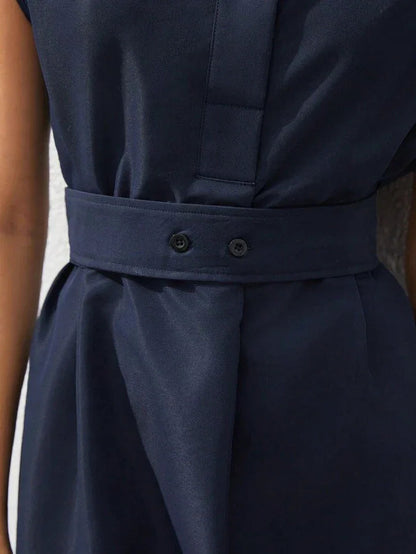 Refined Navy Blue Midi Dress