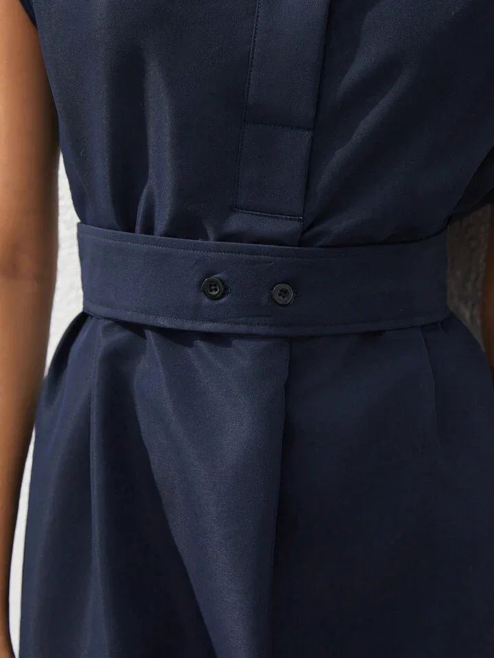 Refined Navy Blue Midi Dress