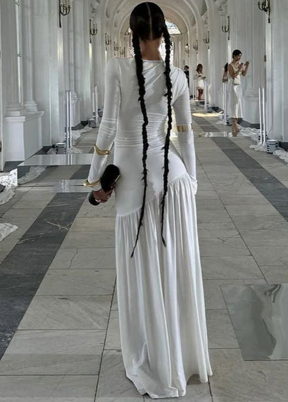 Elara - Long Sleeve Ruched Maxi Dress