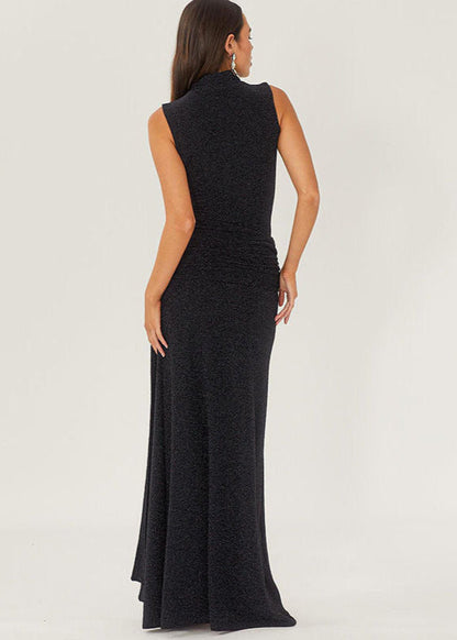 Lunara - Sleeveless High Neck Glitter Maxi Dress