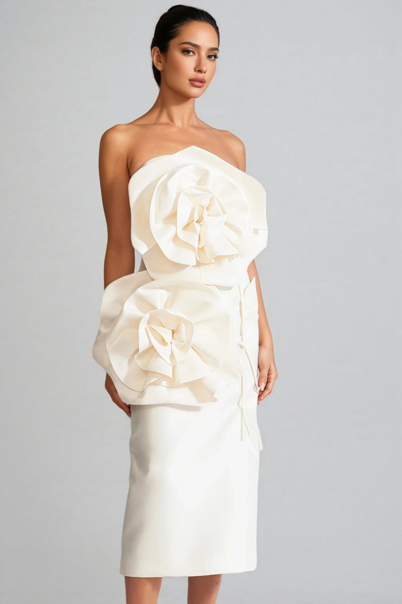 Roie 3d Flower Design Midi Dress