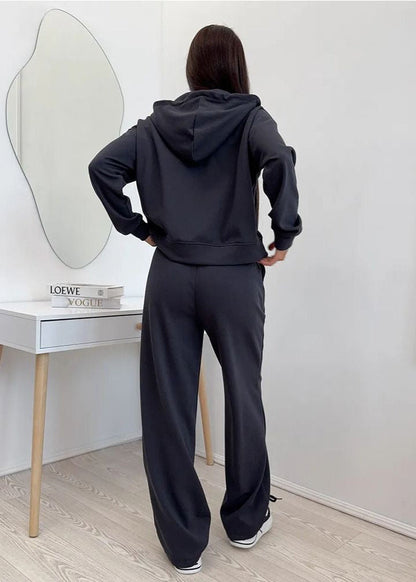Merlot Relaxed Fit Hoodie and Wide-leg Pants Set – ’s Loungewear Two-piece