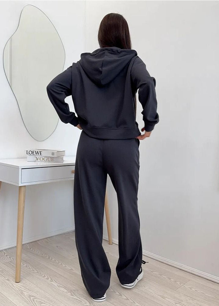 Merlot Relaxed Fit Hoodie and Wide-leg Pants Set – ’s Loungewear Two-piece